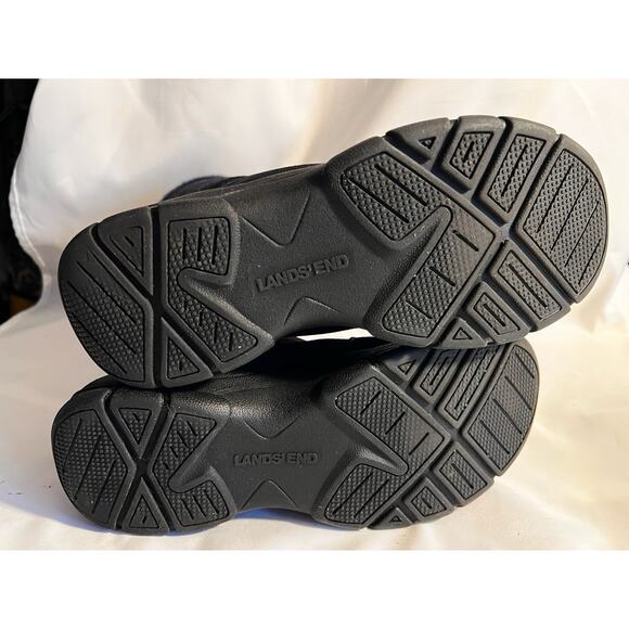 LANDS END NAVY BLUE SUEDE & FABRIC FLEECE LINED MID CALF SNOW BOOT FRONT ZIP 7 B - Picture 6 of 8